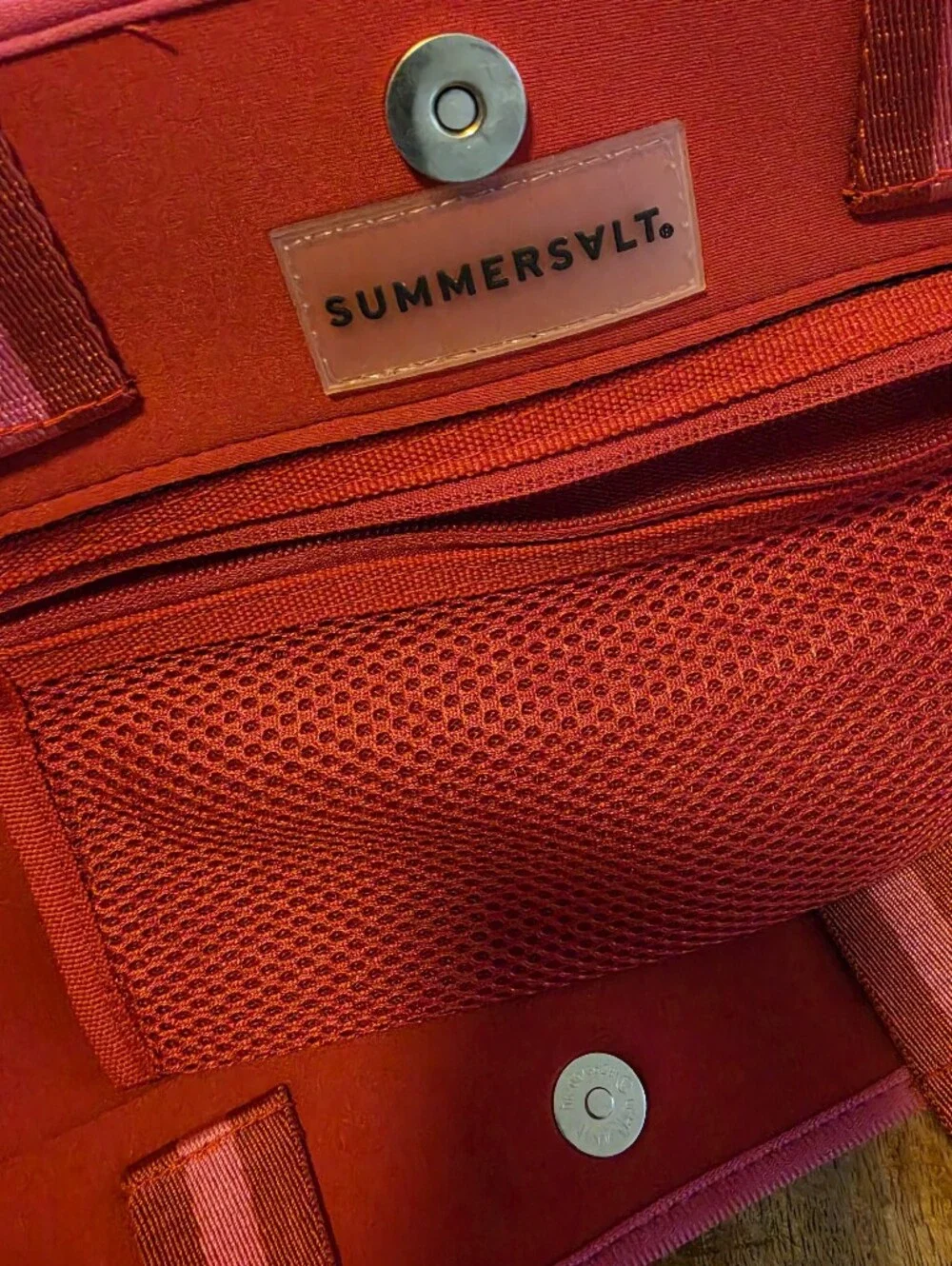 summersalt Red and Pink Striped-Handle Tote